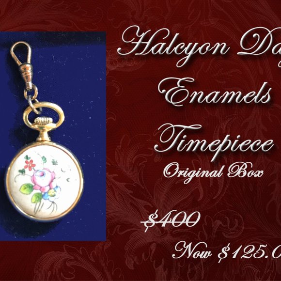 Halcyon Days Enamel Timepiece in Original Box - Picture 2 of 4